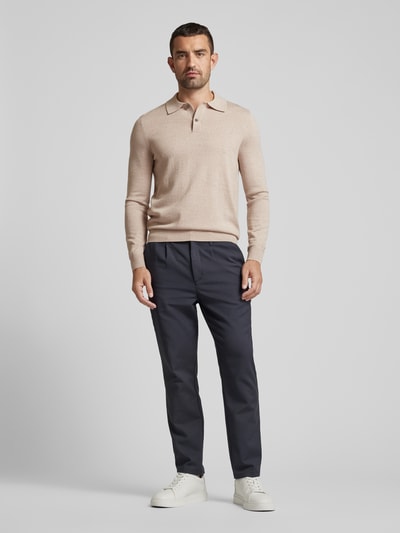 Peek & Cloppenburg Christian Berg MenSlim Fit Strickpullover mit Polokragen in sand melange