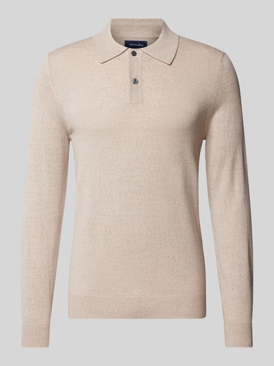 Peek & Cloppenburg Christian Berg MenSlim Fit Strickpullover mit Polokragen in sand melange Speichern exportieren
