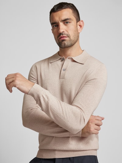 Peek & Cloppenburg Christian Berg MenSlim Fit Strickpullover mit Polokragen in sand melange Speichern exportieren