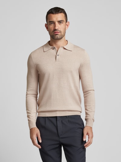Peek & Cloppenburg Christian Berg MenSlim Fit Strickpullover mit Polokragen in sand melange Speichern exportieren