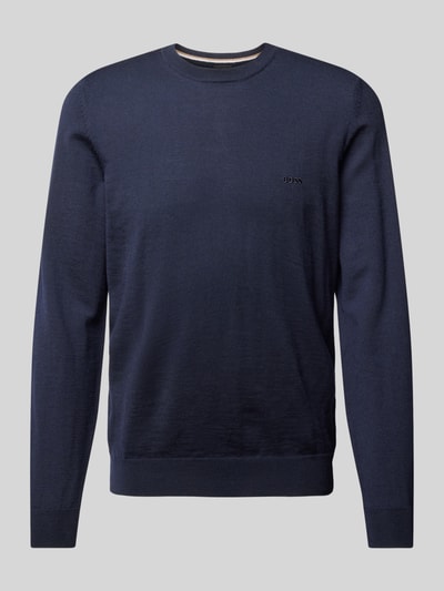 Peek & Cloppenburg BOSSStrickpullover aus Schurwolle Modell 'Botto' in marine Im Verkauf