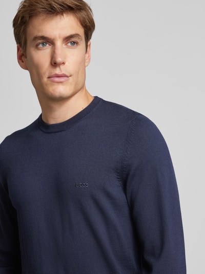Peek & Cloppenburg BOSSStrickpullover aus Schurwolle Modell 'Botto' in marine Im Verkauf