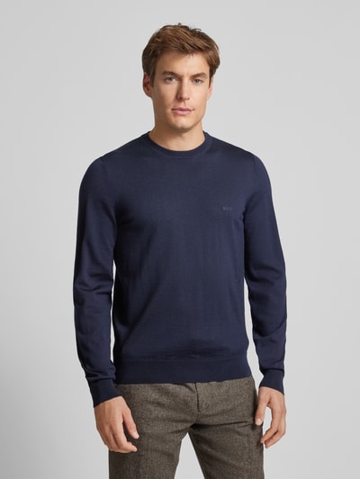 Peek & Cloppenburg BOSSStrickpullover aus Schurwolle Modell 'Botto' in marine Im Verkauf