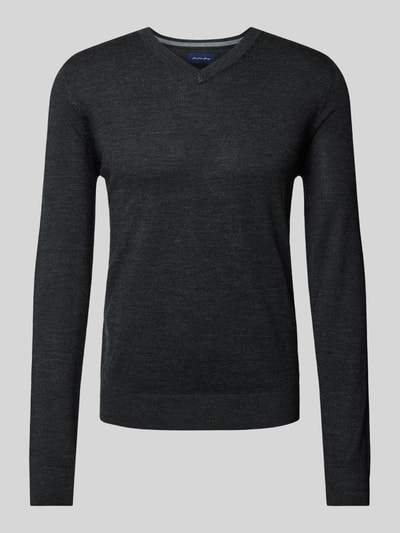 Peek & Cloppenburg Christian Berg MenStrickpullover mit V-Ausschnitt in anthrazit melange 2025