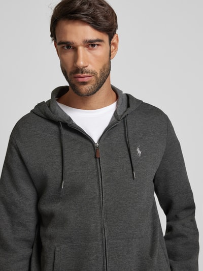 Peek & Cloppenburg Polo Ralph LaurenSweatjacke mit Logo-Stitching in graphit Auslauf