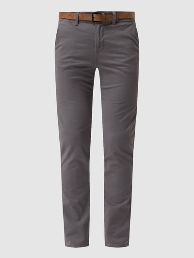 Peek & Cloppenburg Tom Tailor DenimSlim Fit Chino mit Gürtel in mittelgrau Cyber Monday