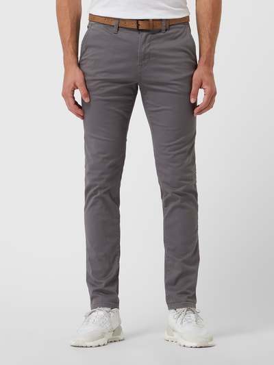 Peek & Cloppenburg Tom Tailor DenimSlim Fit Chino mit Gürtel in mittelgrau Cyber Monday
