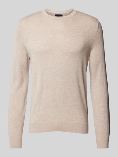 Peek & Cloppenburg Christian Berg MenStrickpullover mit Rundhalsausschnitt in sand melange Super Sparpreis