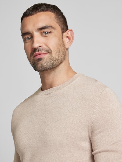 Peek & Cloppenburg Christian Berg MenStrickpullover mit Rundhalsausschnitt in sand melange Super Sparpreis