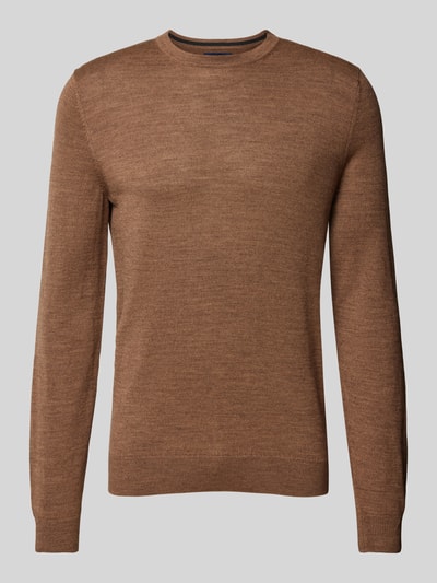 Peek & Cloppenburg Christian Berg MenStrickpullover mit Rundhalsausschnitt in mittelbraun mel Kostenlose Rückgabe
