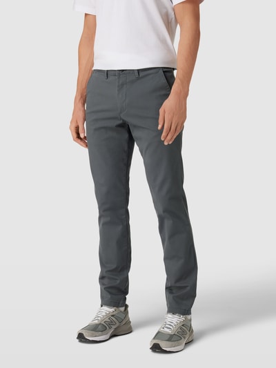 Peek & Cloppenburg SELECTED HOMMESlim Fit Chino in unifarbenem Design Modell 'NEW Miles' in dunkelgrau Super Rabatt