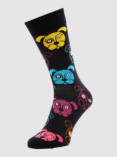 Peek & Cloppenburg Happy SocksSocken mit Allover-Druck Modell 'DOG' in black Fabrik Onlineshop
