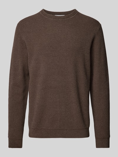 Peek & Cloppenburg SELECTED HOMMEStrickpullover mit gerippten Abschlüssen Modell 'ROSS' in dunkelbraun Zeitlich begrenztes Angebot