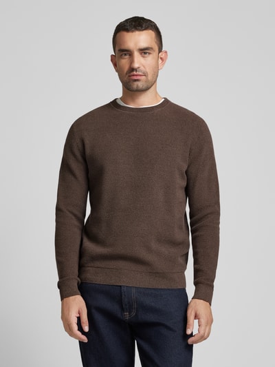 Peek & Cloppenburg SELECTED HOMMEStrickpullover mit gerippten Abschlüssen Modell 'ROSS' in dunkelbraun Zeitlich begrenztes Angebot