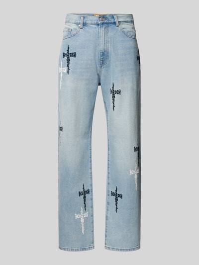 Peek & Cloppenburg REVIEWBaggy Jeans mit Kreuz-Stickerei in blau Blitzangebot