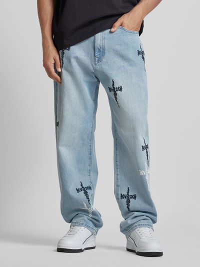 Peek & Cloppenburg REVIEWBaggy Jeans mit Kreuz-Stickerei in blau Blitzangebot