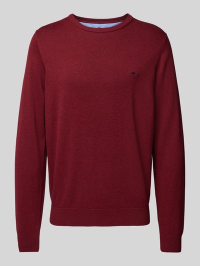 Peek & Cloppenburg Fynch-HattonStrickpullover mit Logo-Stitching in bordeaux Räumungsverkauf