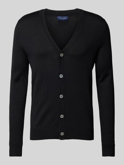 Peek & Cloppenburg Christian Berg MenSlim Fit Cardigan aus Woll-Mix mit V-Ausschnitt in black Neueste Stile