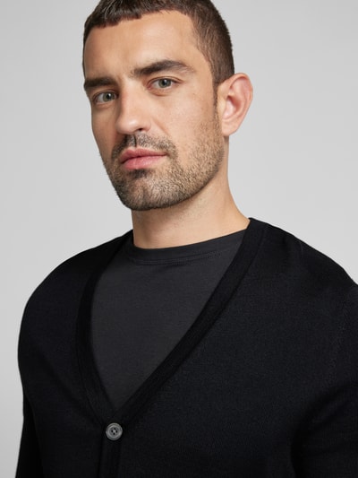 Peek & Cloppenburg Christian Berg MenSlim Fit Cardigan aus Woll-Mix mit V-Ausschnitt in black Neueste Stile