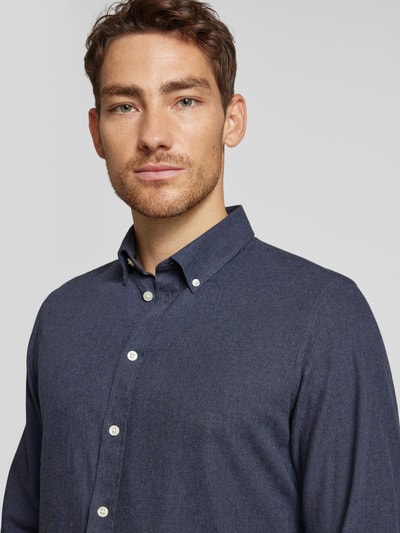 Peek & Cloppenburg Casual FridayRegular Fit Freizeithemd mit Button-Down-Kragen Modell 'ANTON' in marine melange Letzter Tag