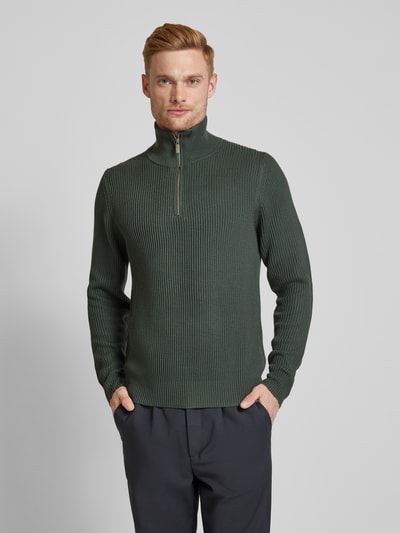 Peek & Cloppenburg JAKE*S STUDIO MENTroyer mit gerippten Abschlüssen in dunkelgrau Bis zu 60% Rabatt