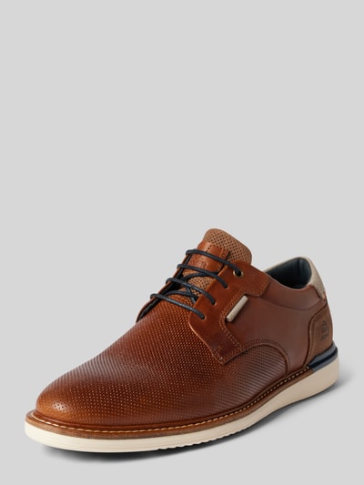 Peek & Cloppenburg BULLBOXERLederschnürschuhe mit Strukturmuster Modell 'FLIN' in cognac