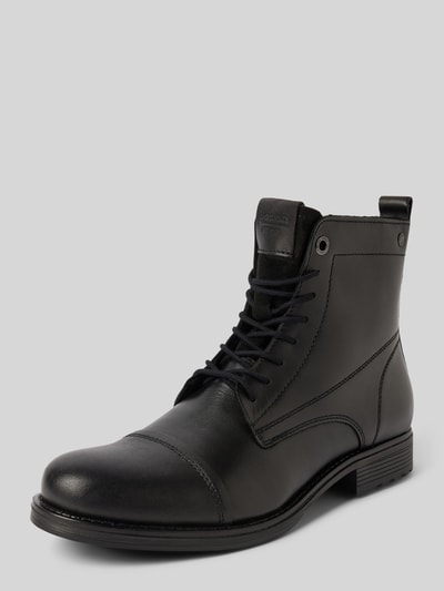Peek & Cloppenburg Jack & JonesSchnürboots aus Leder mit Ziernähten Modell 'SHAUN' in black