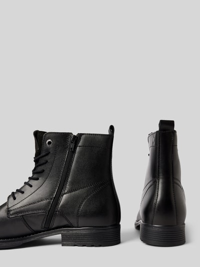 Peek & Cloppenburg Jack & JonesSchnürboots aus Leder mit Ziernähten Modell 'SHAUN' in black Bis zu 50% Rabatt