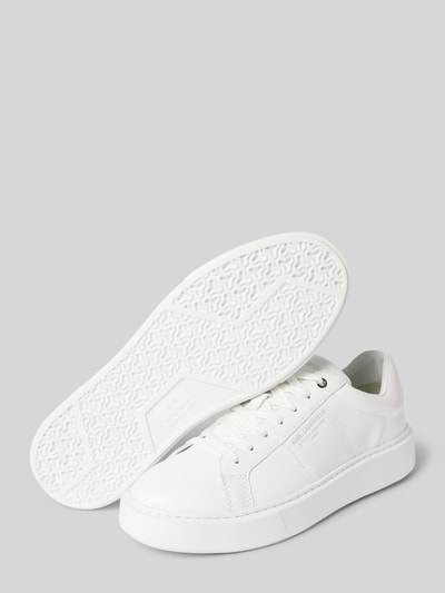 Peek & Cloppenburg Karl LagerfeldLedersneaker mit Label-Print Modell 'MAXI' in weiss Nur für heute