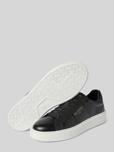 Peek & Cloppenburg Karl LagerfeldLedersneaker mit Label-Print Modell 'MAXI' in black Sonderangebot der Fabrik