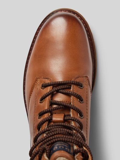 Peek & Cloppenburg bugattiSchnürboots aus Leder mit Label-Patch Modell 'Medro' in cognac Riesige Rabatte