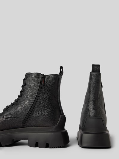 Peek & Cloppenburg HUGOSchnürboots aus Leder mit Label-Details Modell 'Fabyan' in black 50% Rabatt mit kostenlosem Versand