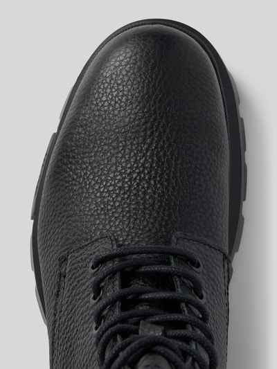 Peek & Cloppenburg HUGOSchnürboots aus Leder mit Label-Details Modell 'Fabyan' in black 50% Rabatt mit kostenlosem Versand