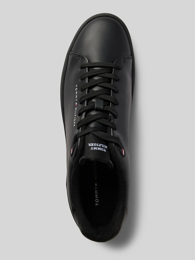 Peek & Cloppenburg Tommy HilfigerLedersneaker mit Label-Schriftzug Modell 'COURT THICK CUPSOLE' in black Kostenloser Versand international