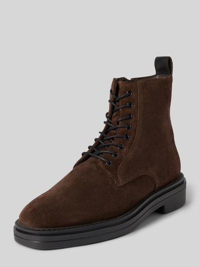 Peek & Cloppenburg GantSchnürboots aus Leder mit Label-Schriftzug Modell 'Boggar' in mittelbraun