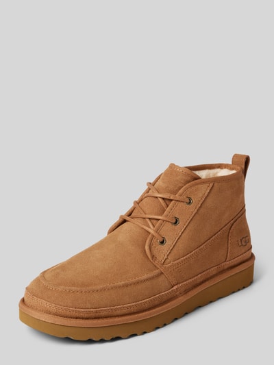 Peek & Cloppenburg UGGSchnürboots aus Leder mit Label-Schriftzug Modell 'NEUMEL' in cognac